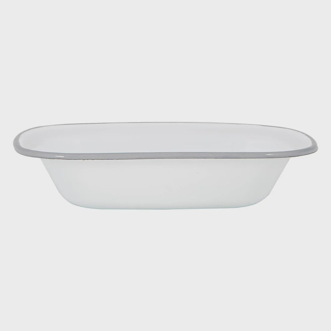 White Enamel Pie Dish - Grey