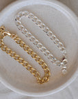 Charm Curb Chain Bracelet / Gold or Silver