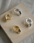 Chunky Gold Plated Hoops Drop Hearts