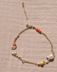 Crystal and Freshwater Pearl Ankle Chain / Silver or Gold