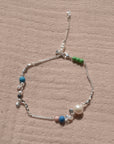 Crystal and Freshwater Pearl Ankle Chain / Silver or Gold