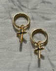 Daisy Cross Hoops / Gold and Silver