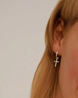 Daisy Cross Hoops / Gold and Silver