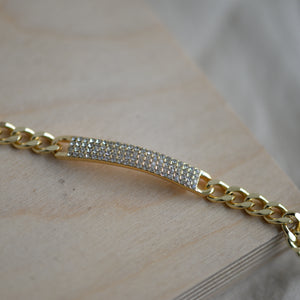 Heat Recycled Crystal Chain Bracelet / Gold