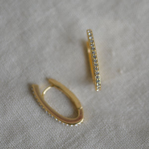 Oval Hoops With Crystals Gold Plated