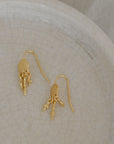 Stefania Floral Pendant Hook Earrings in Gold