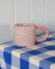 Pink and White Herringbone Mug