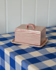 Pink Striped Butter Dish
