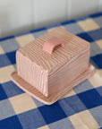 Pink Striped Butter Dish