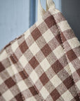 Brown and White Gingham Check Pot Holder