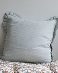 Pin Stripe Frill Cushion / Charcoal Grey