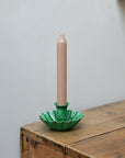 Green Enamel Scalloped Candle Holder