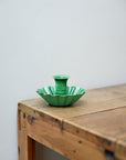 Green Enamel Scalloped Candle Holder