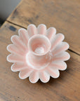 Pink Enamel Scalloped Candle Holder