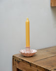 Pink Enamel Scalloped Candle Holder