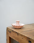 Pink Enamel Scalloped Candle Holder