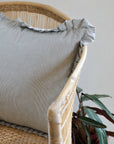 Pin Stripe Frill Cushion / Charcoal Grey