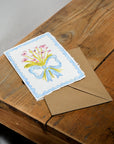Hand-painted Blue Bow Card