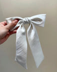 Long Satin Hair Bow / Burgandy, Black or Cream