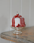 Red and White Glass Cake Ornament