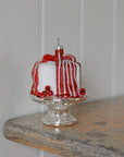 Red and White Glass Cake Ornament