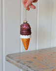 Strawberry Ice Cream Cone Glass Tree Decoration