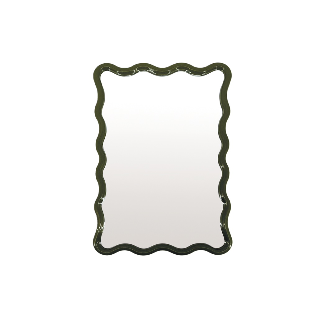 Small Wavy Rectangular Mirror / Khaki