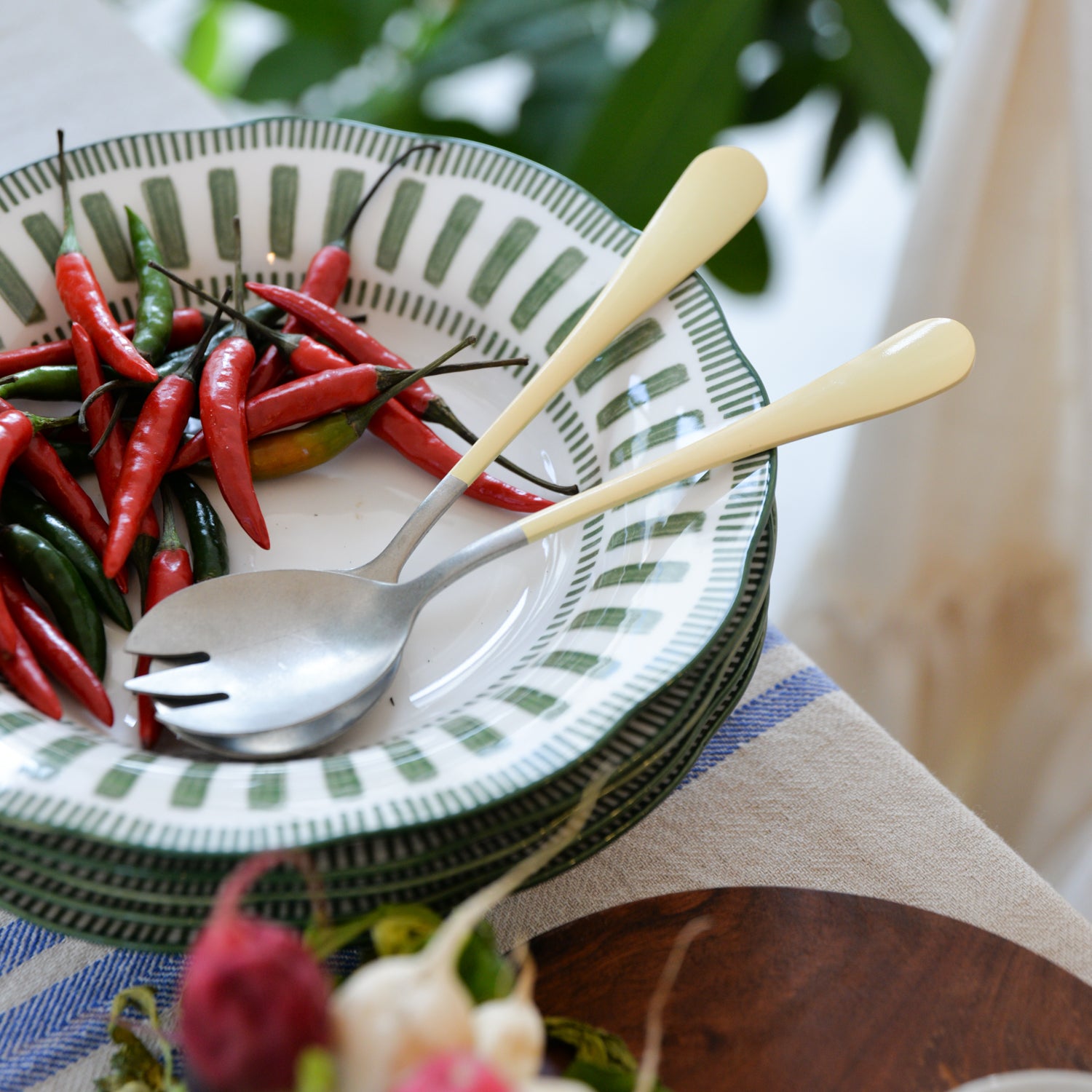 Stainless Steel Salad Servers / Yellow