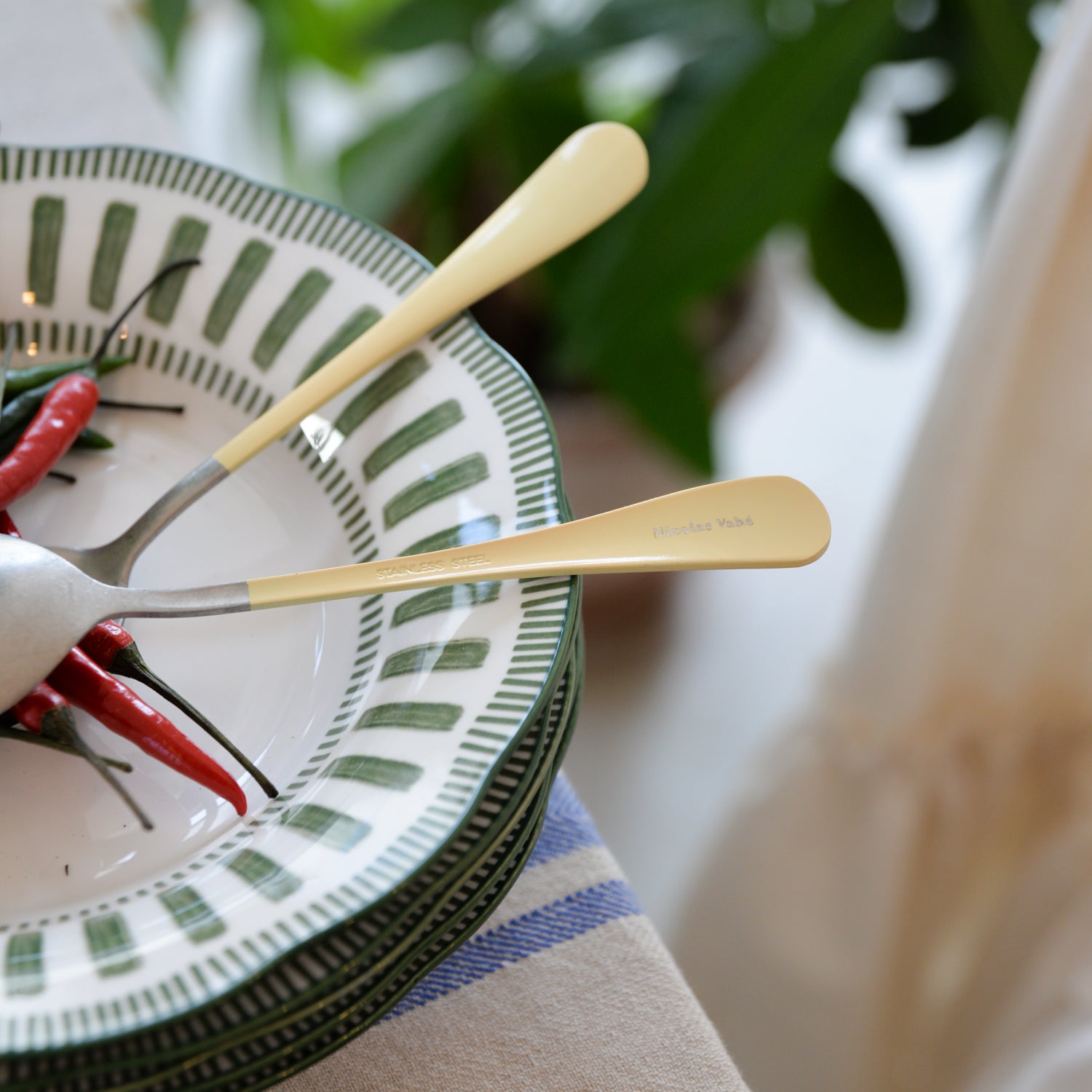 Stainless Steel Salad Servers / Yellow