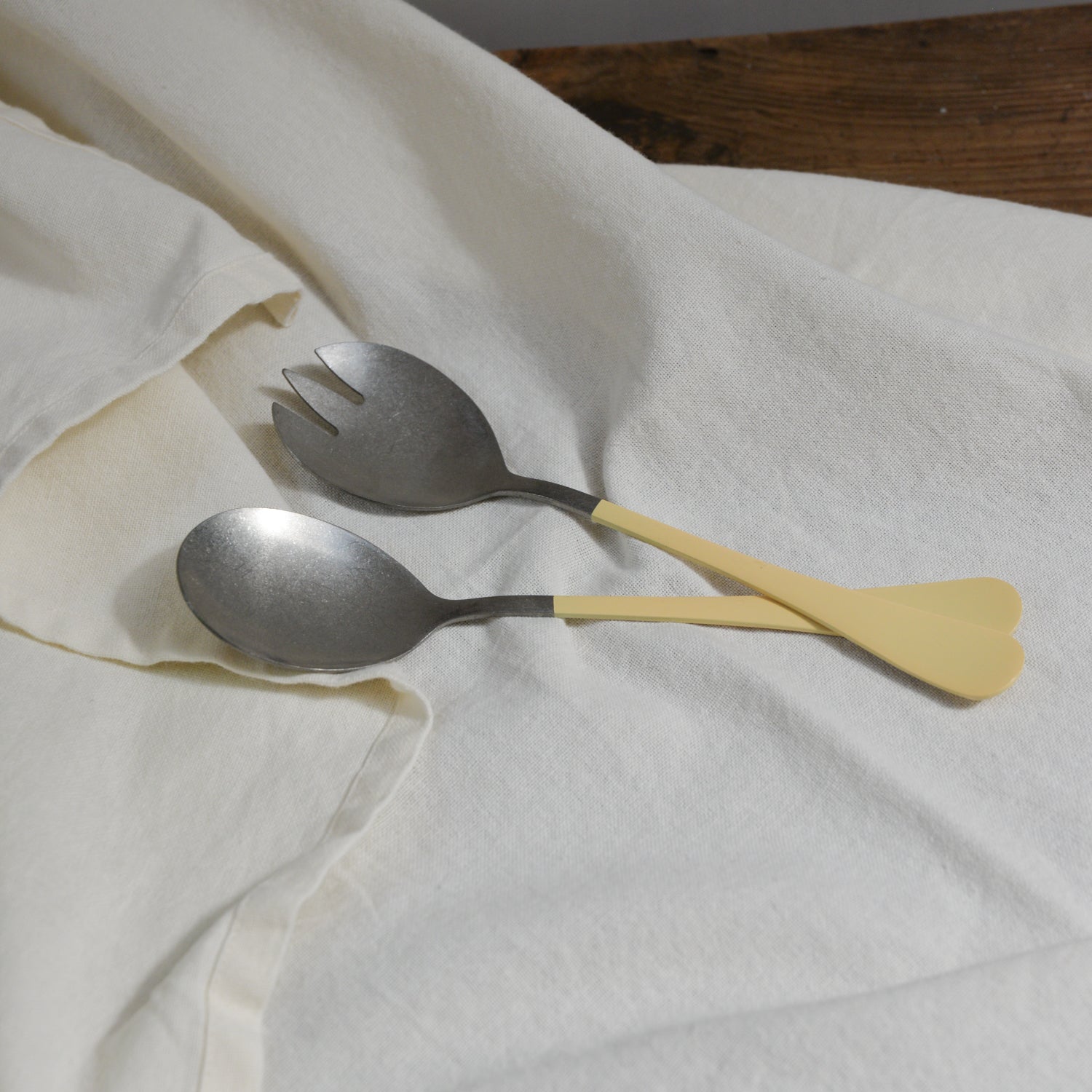 Stainless Steel Salad Servers / Yellow