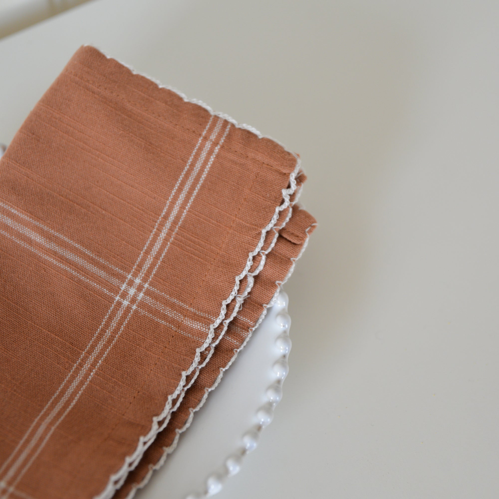 Napkin Alma Check / Terracotta and White