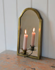 Brass Wall Candle Holder With Mirror