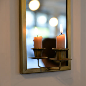 Brass Wall Candle Holder With Mirror