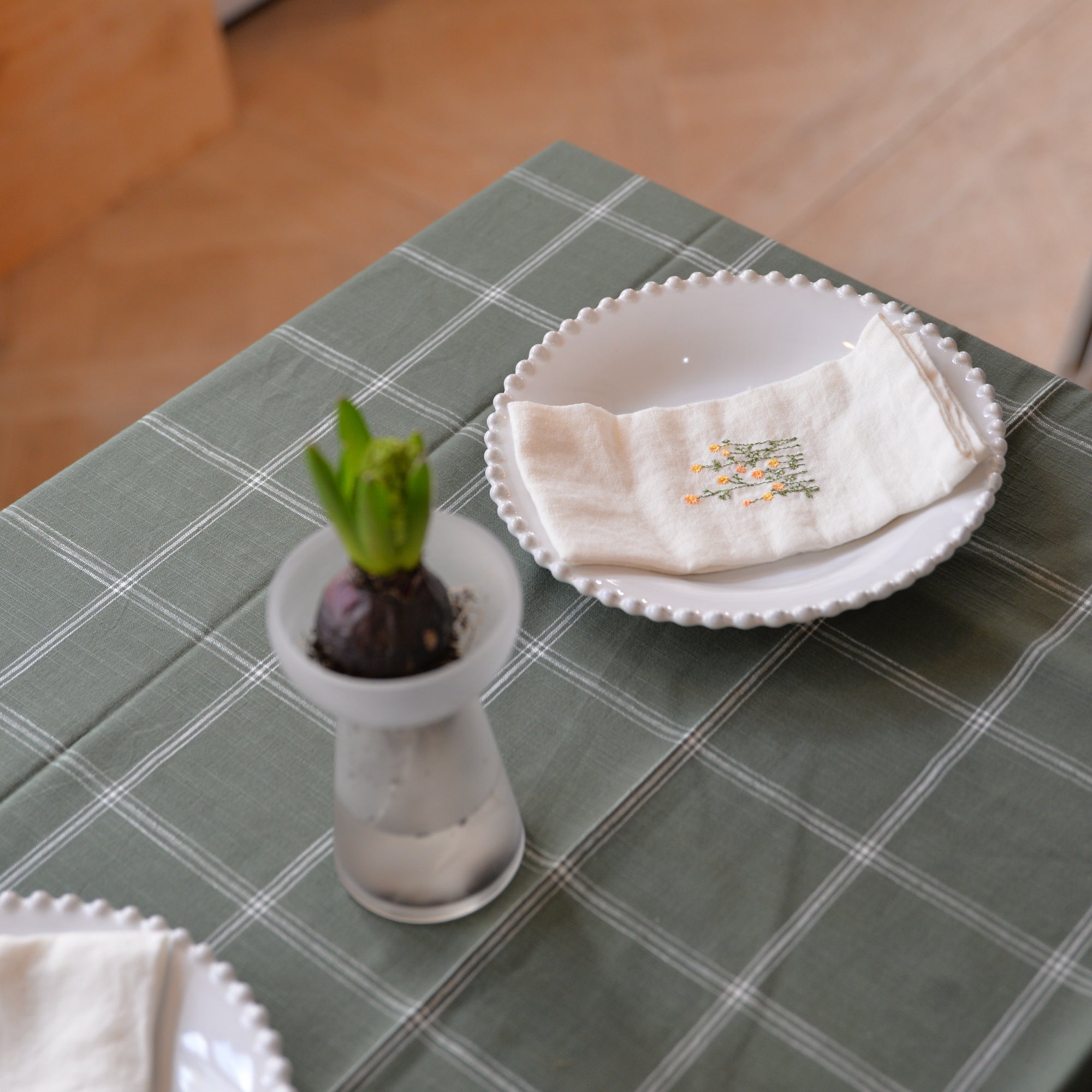 Tablecloth Alma Check / Green and White