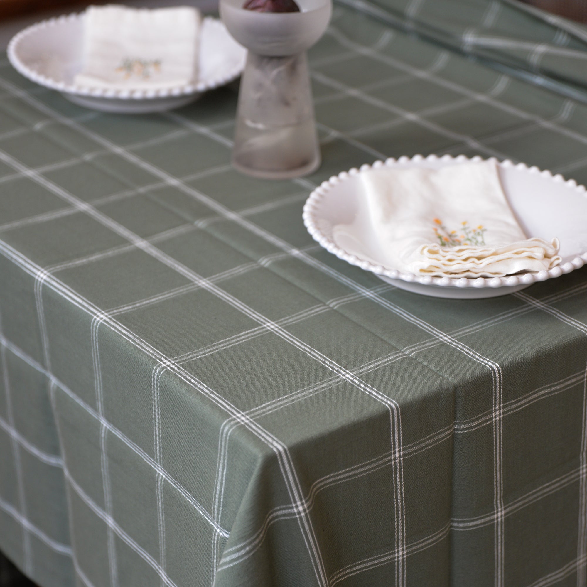 Tablecloth Alma Check / Green and White
