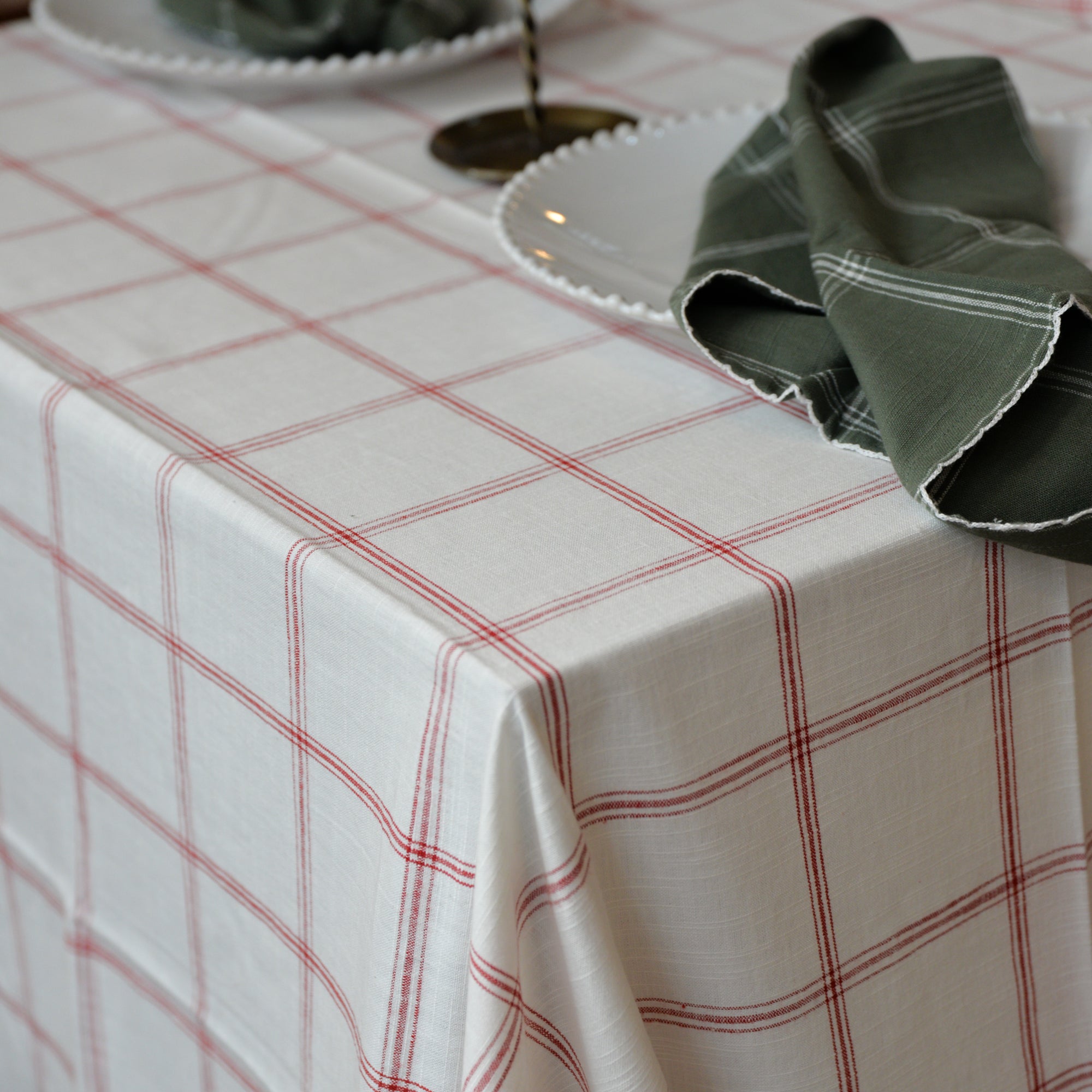 Tablecloth Alma Check / White and Red