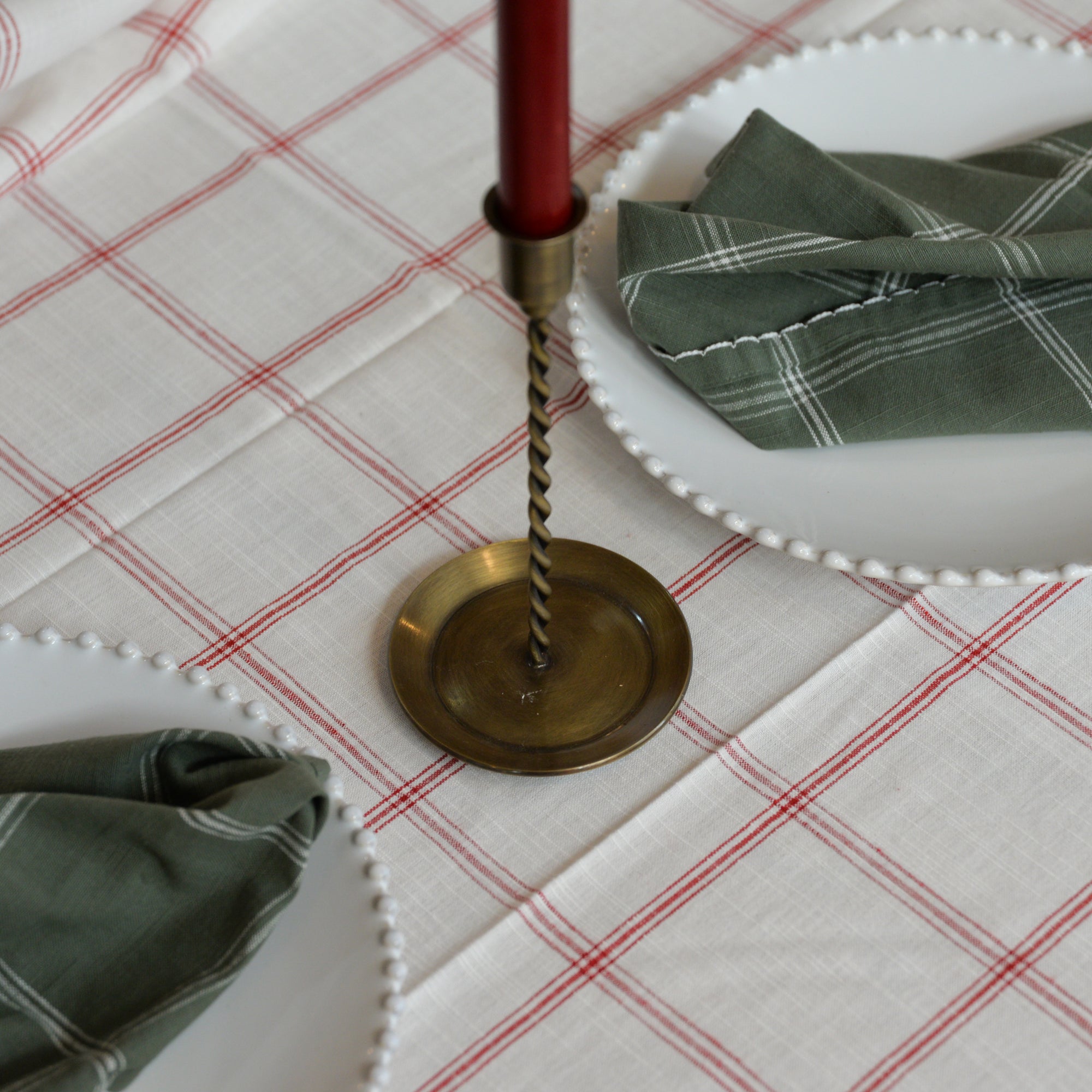 Tablecloth Alma Check / White and Red