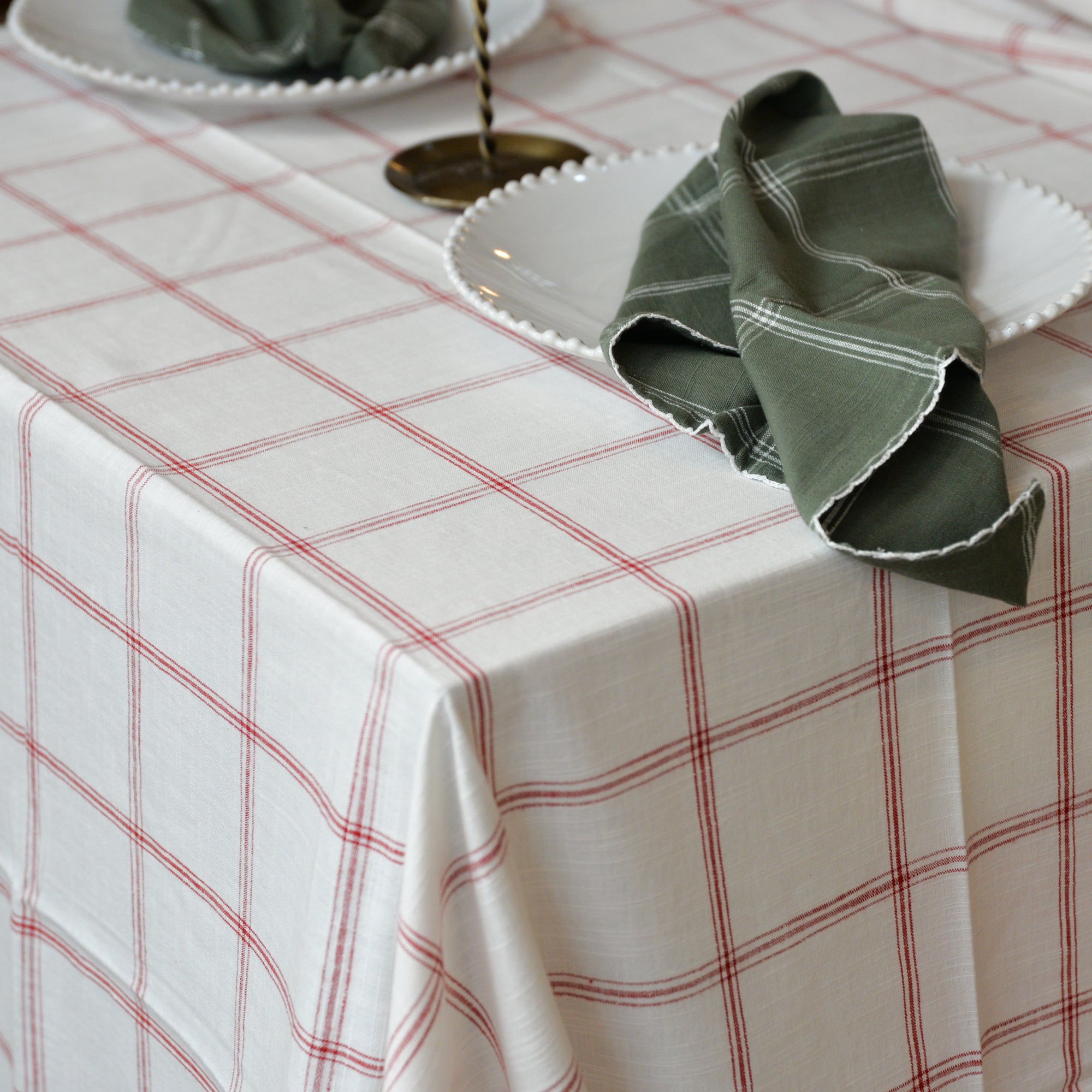 Tablecloth Alma Check / White and Red