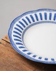 French Porcelain Scalloped Dessert Bowl / Blue
