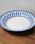 French Porcelain Scalloped Dessert Bowl / Blue