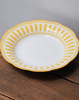 French Porcelain Scalloped Dessert Bowl / Yellow