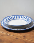 French Porcelain Scalloped Dinner Plate /Blue
