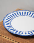 French Porcelain Scalloped Dinner Plate /Blue