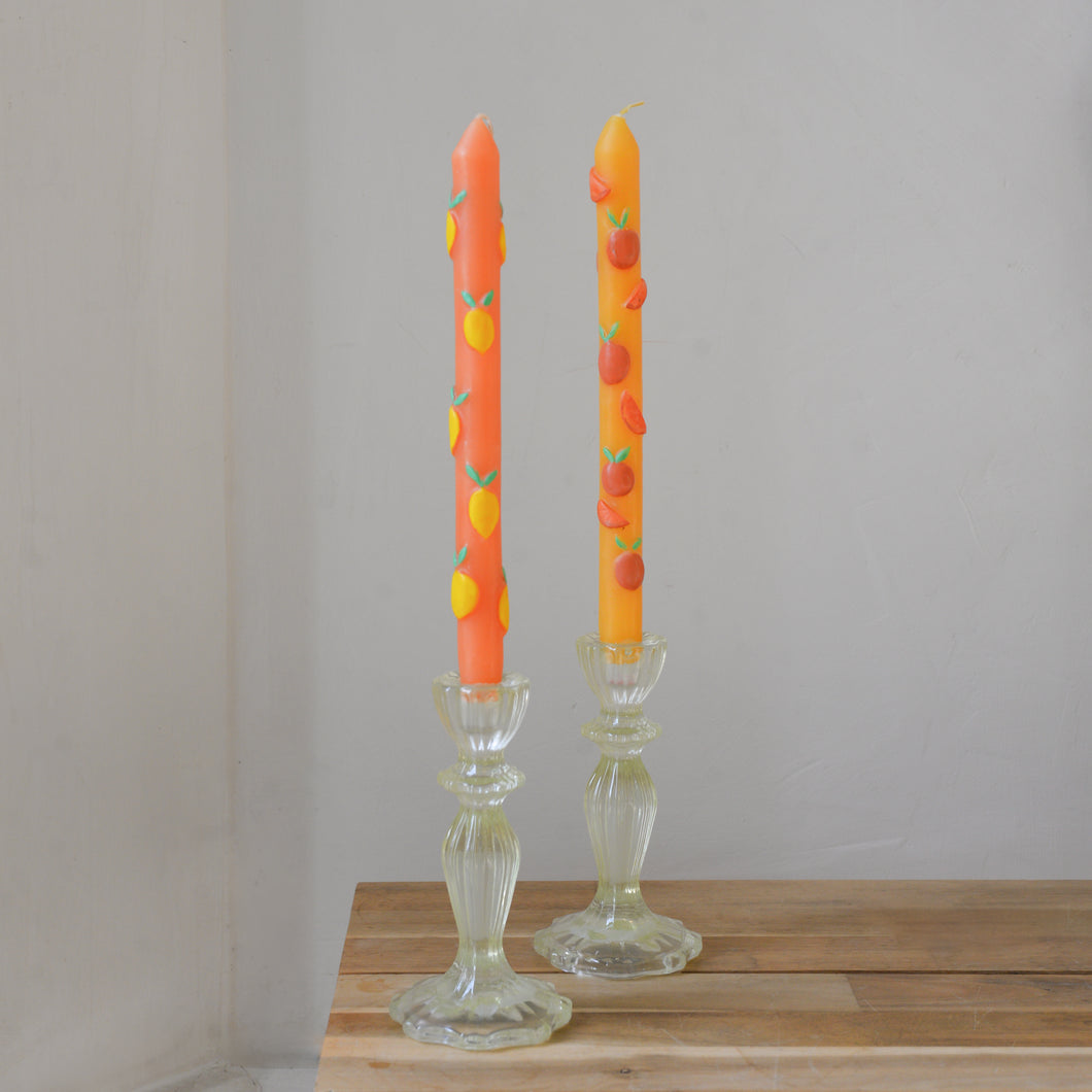Citrus Printed Dinner Candles / Set of 2
