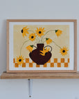Sunflowers in Burgundy Vase by Frankie Penwill