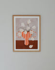 White Flowers in Striped Vase by Frankie Penwill / Sizes