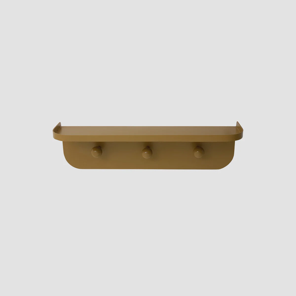 Mustard Enamel Shelf with Three Hooks