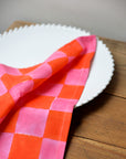 Pink & Orange Checkerboard Napkin