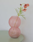 Round Colourful Glass Vase / Pink
