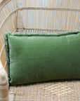 Fara Plain Cotton Velvet Cushion / Eucalyptus